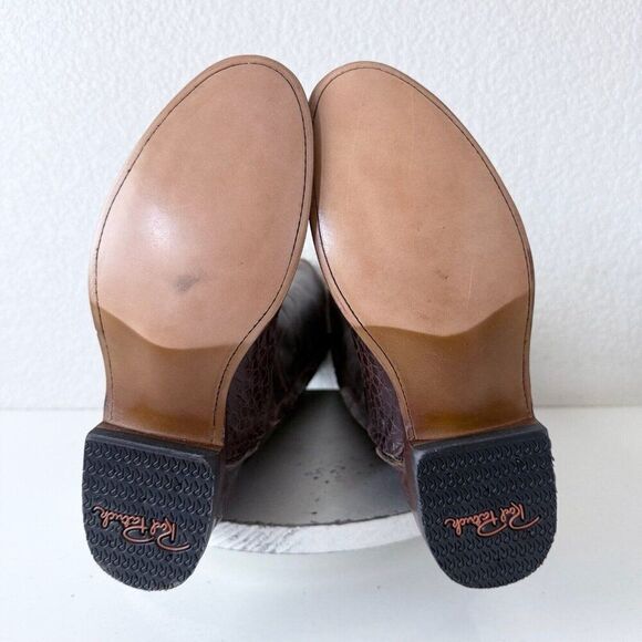 Rod Patrick Womens Cowboy Boots Sz 9B Brown Caiman Leather Riding Boot 17" Tall - Picture 9 of 12